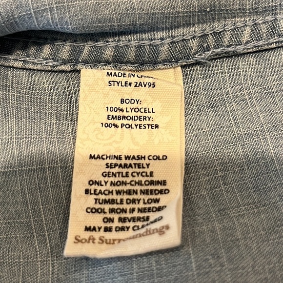 Soft Surroundings Long Sleeve Button Down Denim Tunic Blouse Size L - Picture 13 of 16